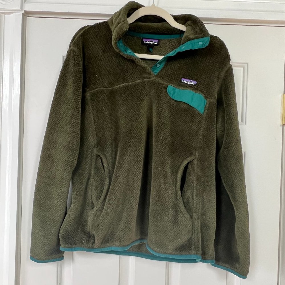 Patagonia Olive Green Pullover Fleece- LARGE